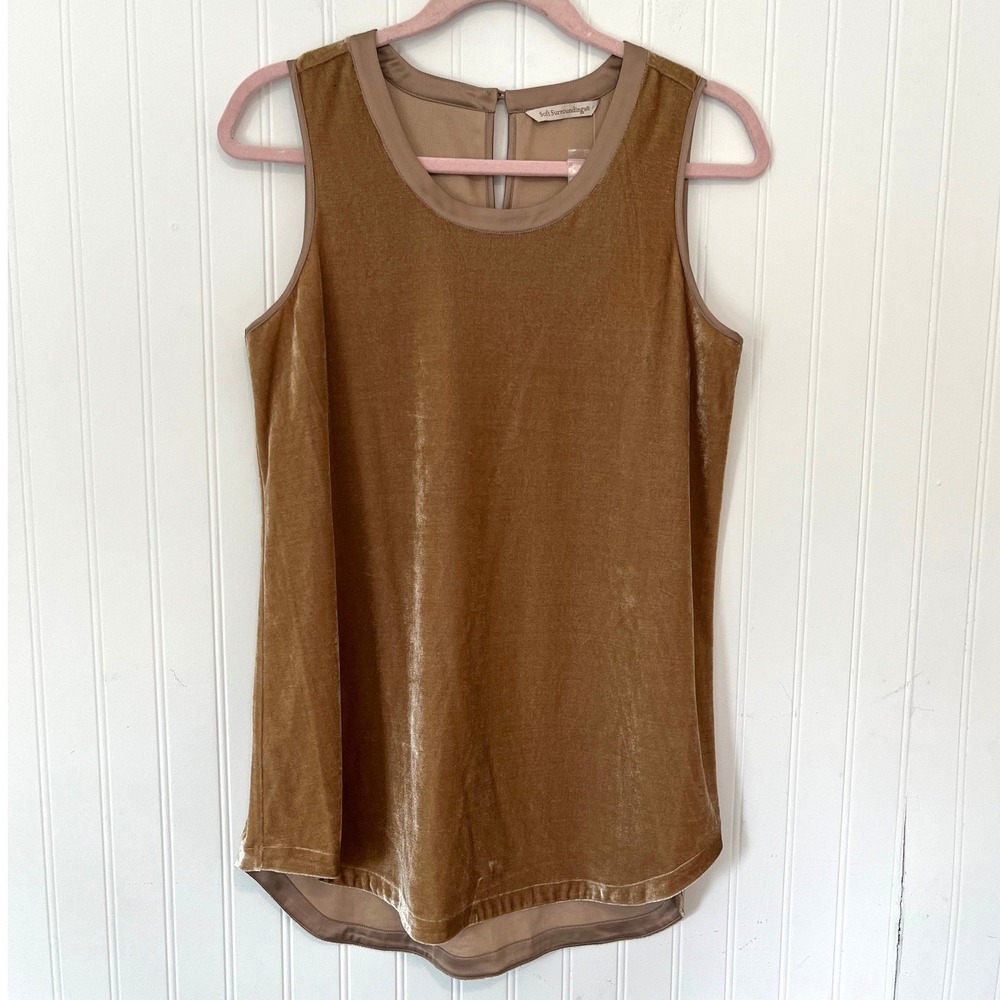Soft Surroundings Velvet Tank Top Womens XS Brown Sleeveless Keyhole Blouse
